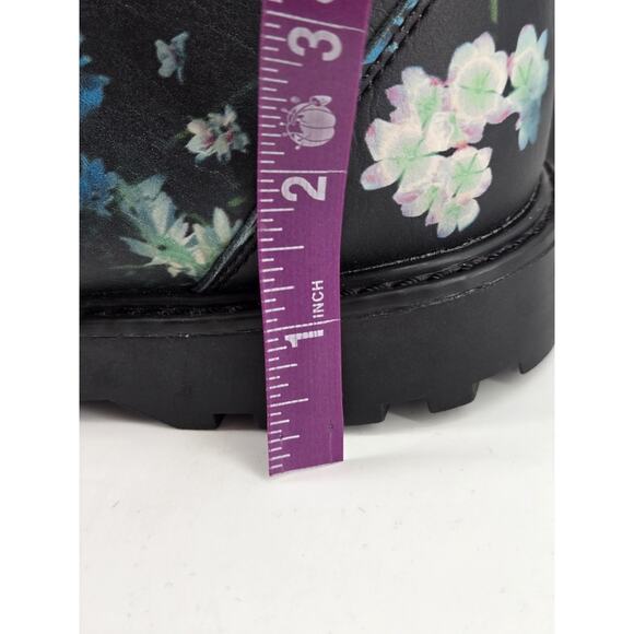 Whimsygoth Combat Volcom Go Figure Floral Lace Up Faux Leather Boots Shoes Sz 7 - Picture 13 of 14